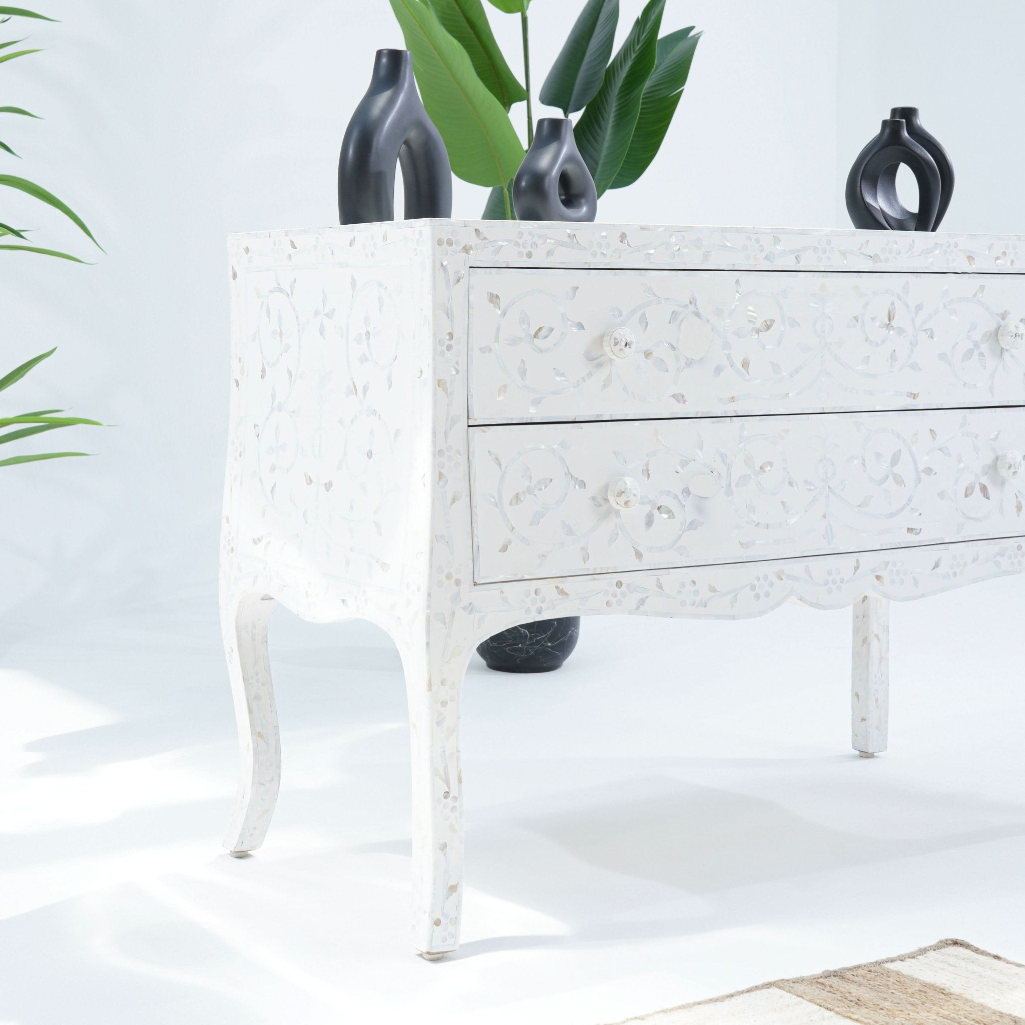 CRYSTAL WHITE MOTHER OF PEARL TWO DRAWER DRAWCHEST - Art and craft furniture