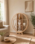 Cyra Wooden Round Open Bookshelf - Art and craft furniture