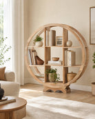 Cyra Wooden Round Open Bookshelf - Art and craft furniture