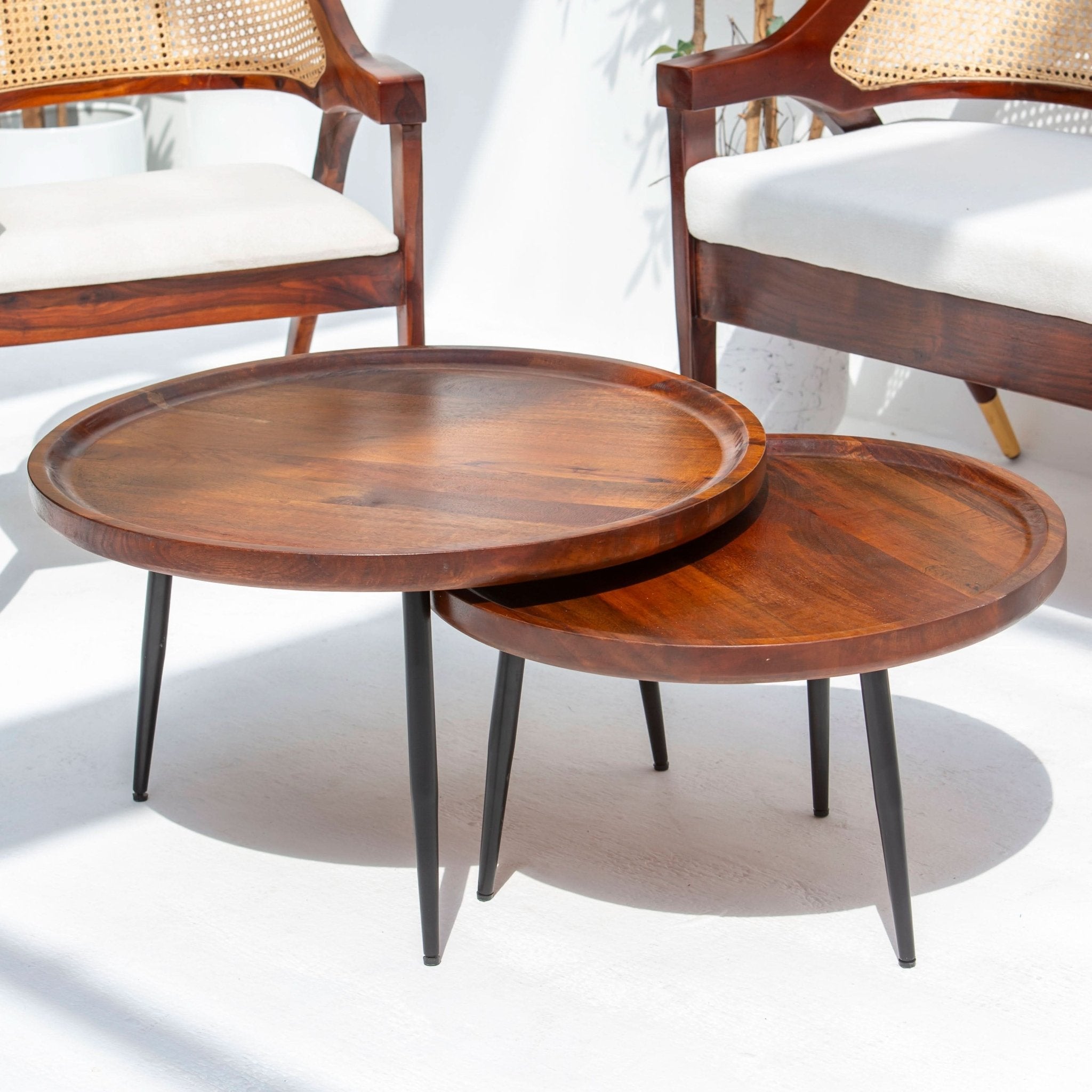 CYRA WOODEN SET OF TWO TABLE - Art and craft furniture
