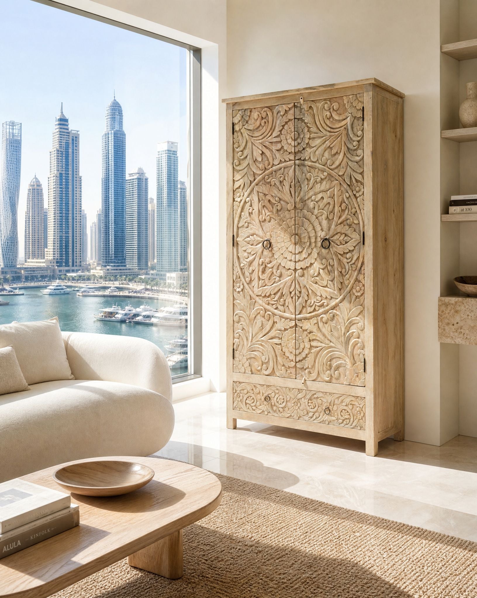 Dabora Carved Wooden Cabinet - Art and craft furniture