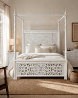 DABORA CARVING FOUR POSTER MANGO WOOD BED