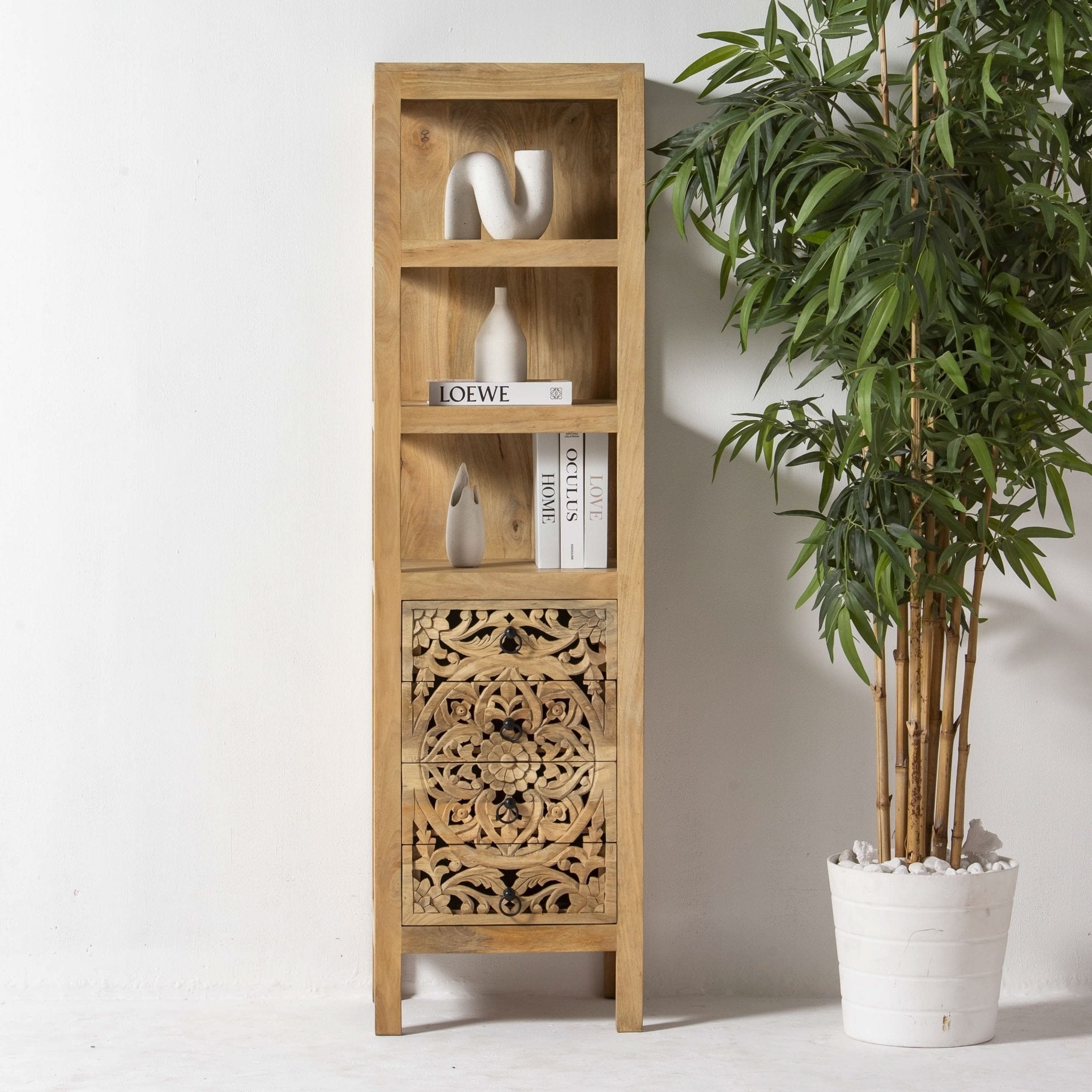 DABORA CARVING WOODEN BOOKSHELF - Art and craft furniture