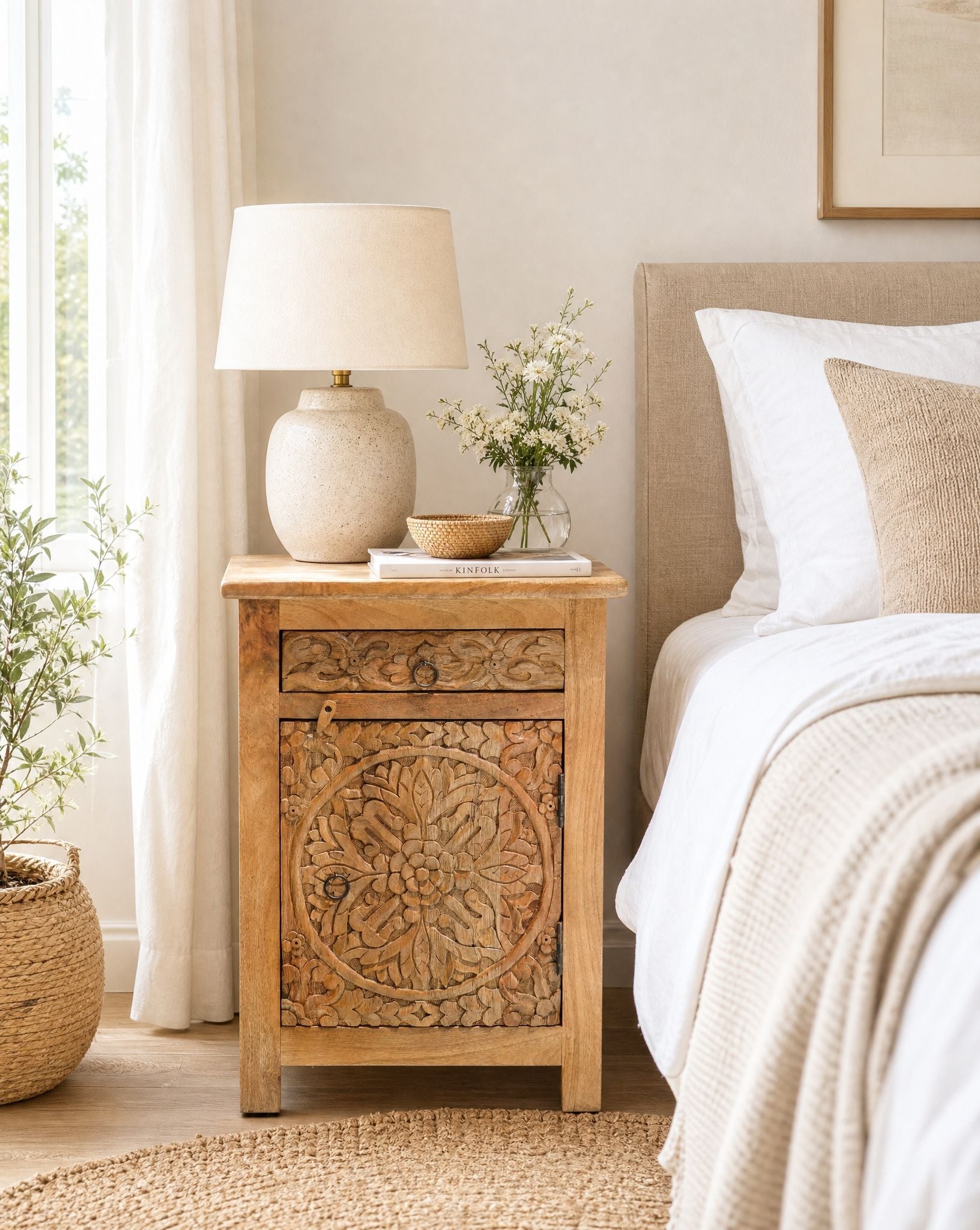 Dabora Mango Wood Bed side - Art and craft furniture