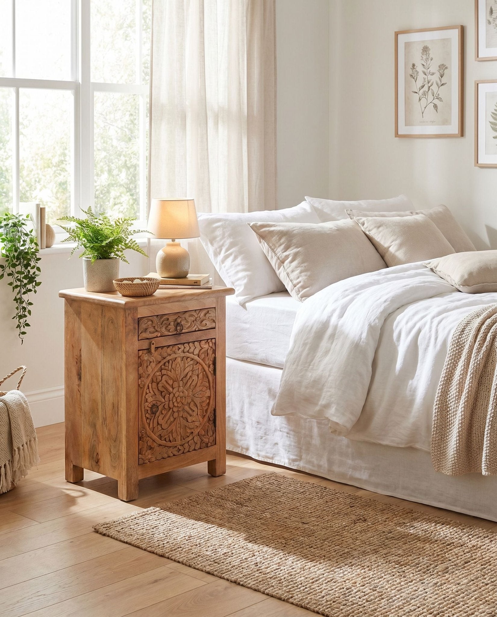 Dabora Mango Wood Bed side - Art and craft furniture