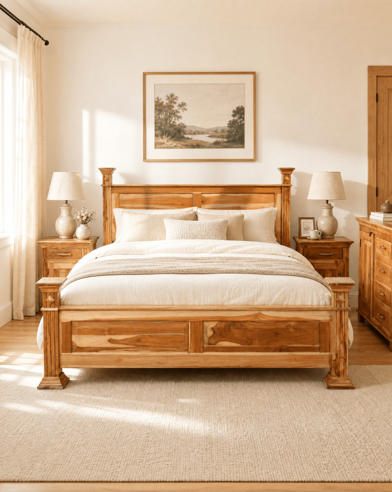 DAIMOND SHEESAM WOOD BED - Art and craft furniture