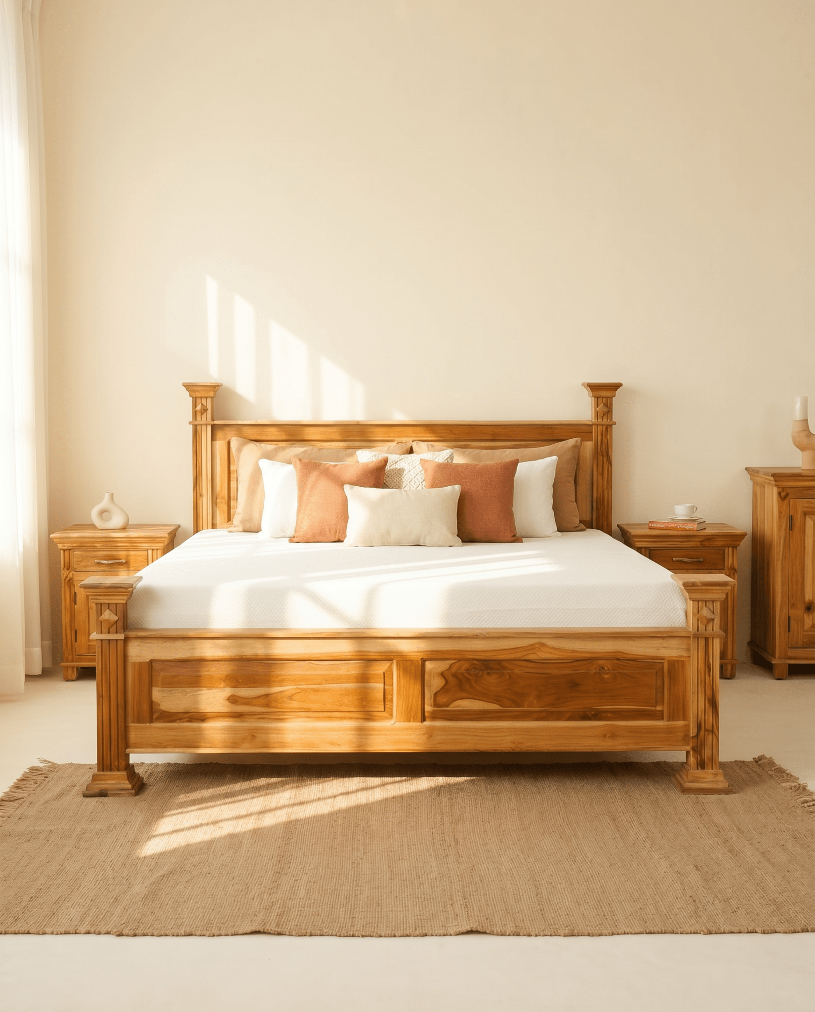 DAIMOND SHEESAM WOOD BED - Art and craft furniture