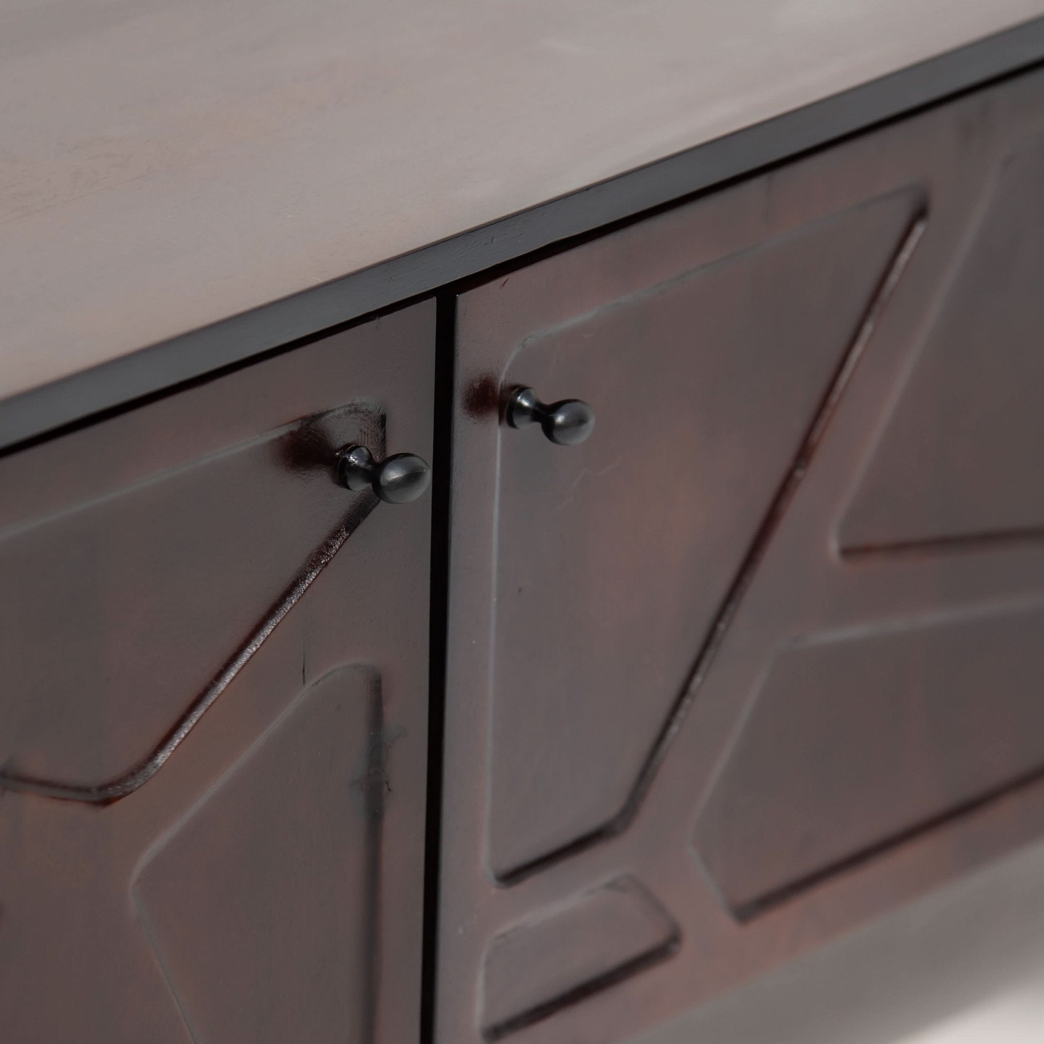 DANISH-BROWN FOUR DOOR TV STAND - Art and craft furniture