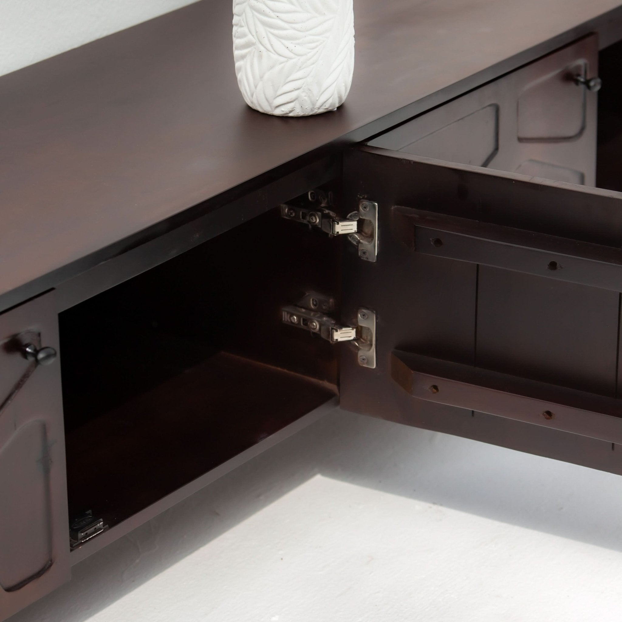 DANISH-BROWN FOUR DOOR TV STAND - Art and craft furniture