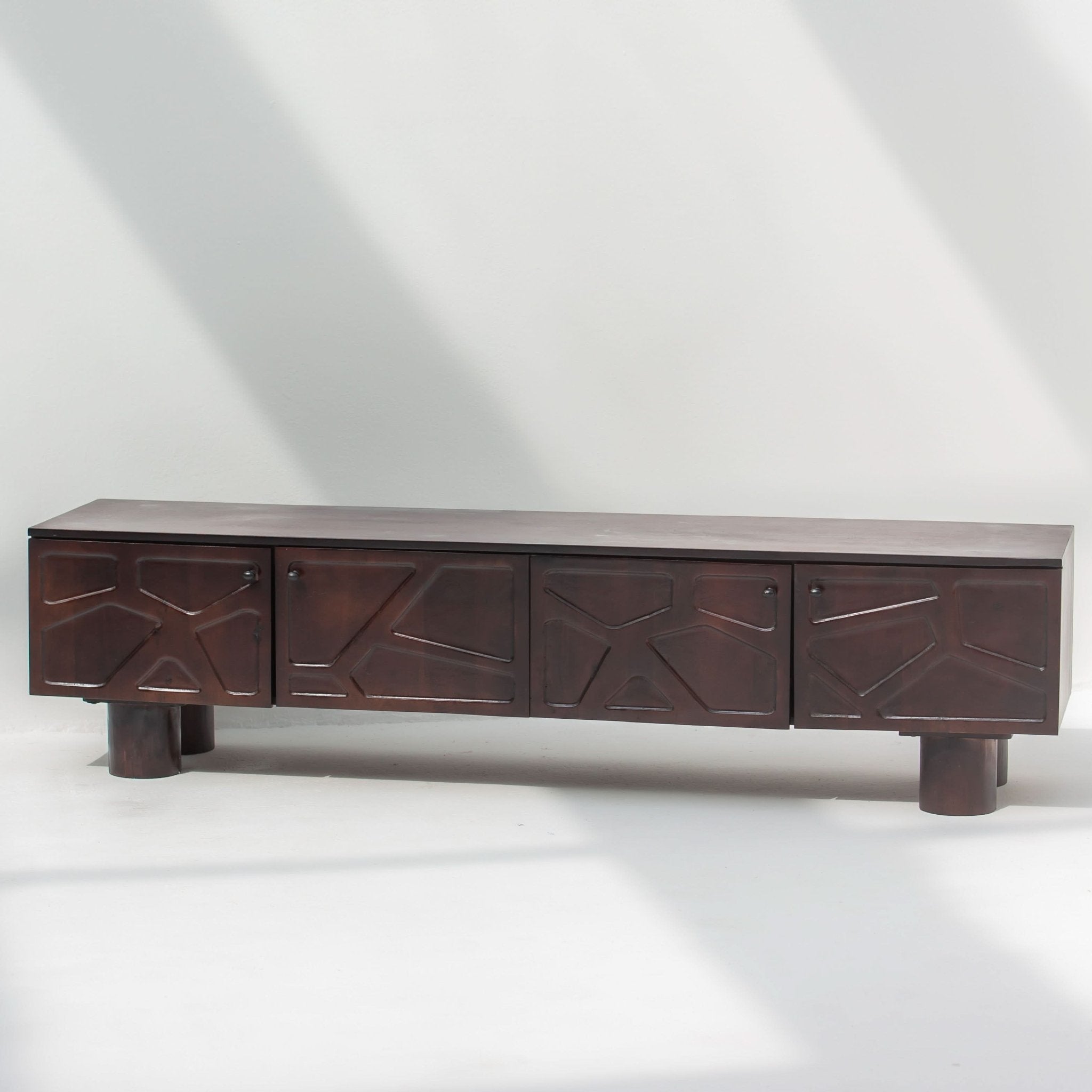 DANISH-BROWN FOUR DOOR TV STAND - Art and craft furniture