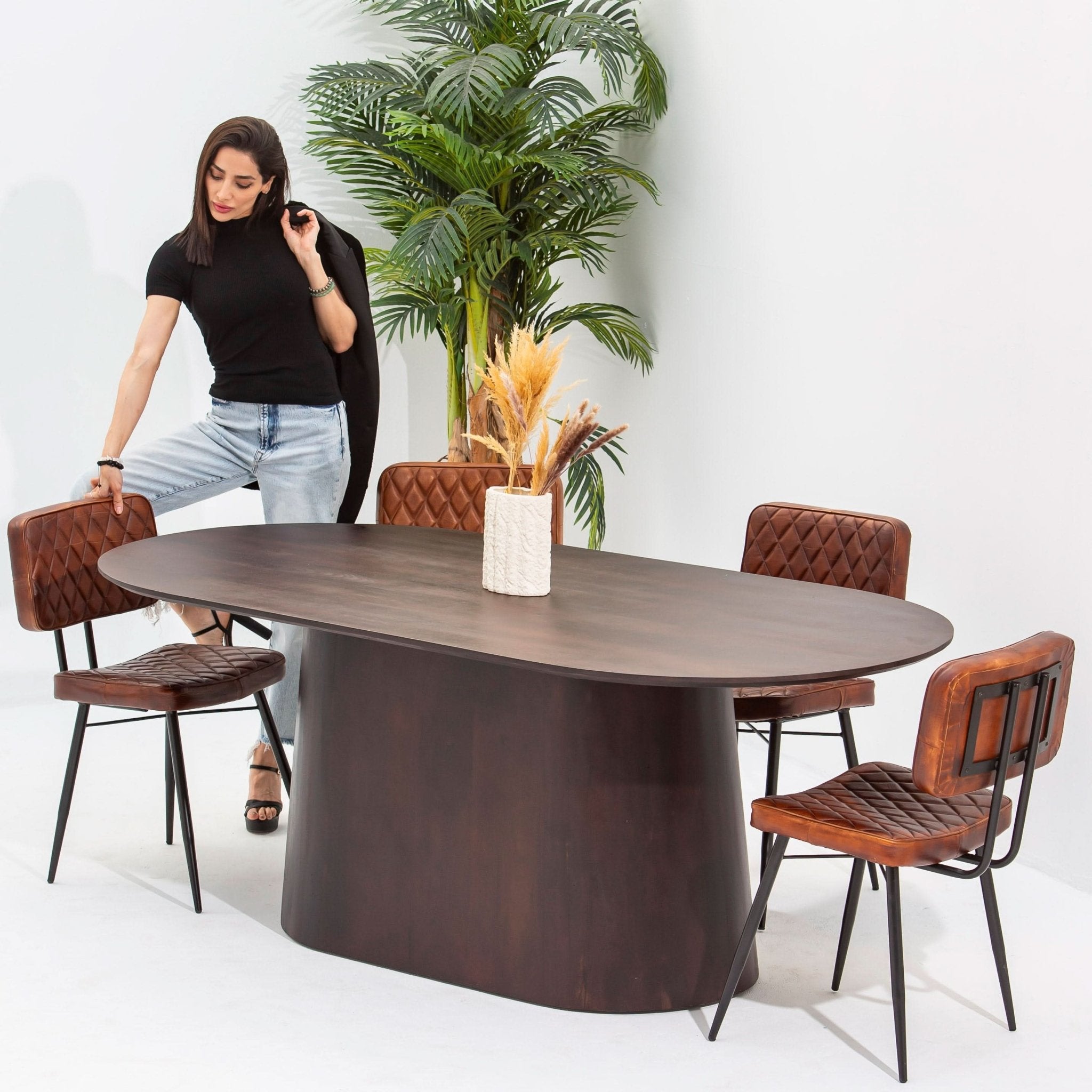 DANISH OVAL MANGO WOOD DINING TABLE - Art and craft furniture