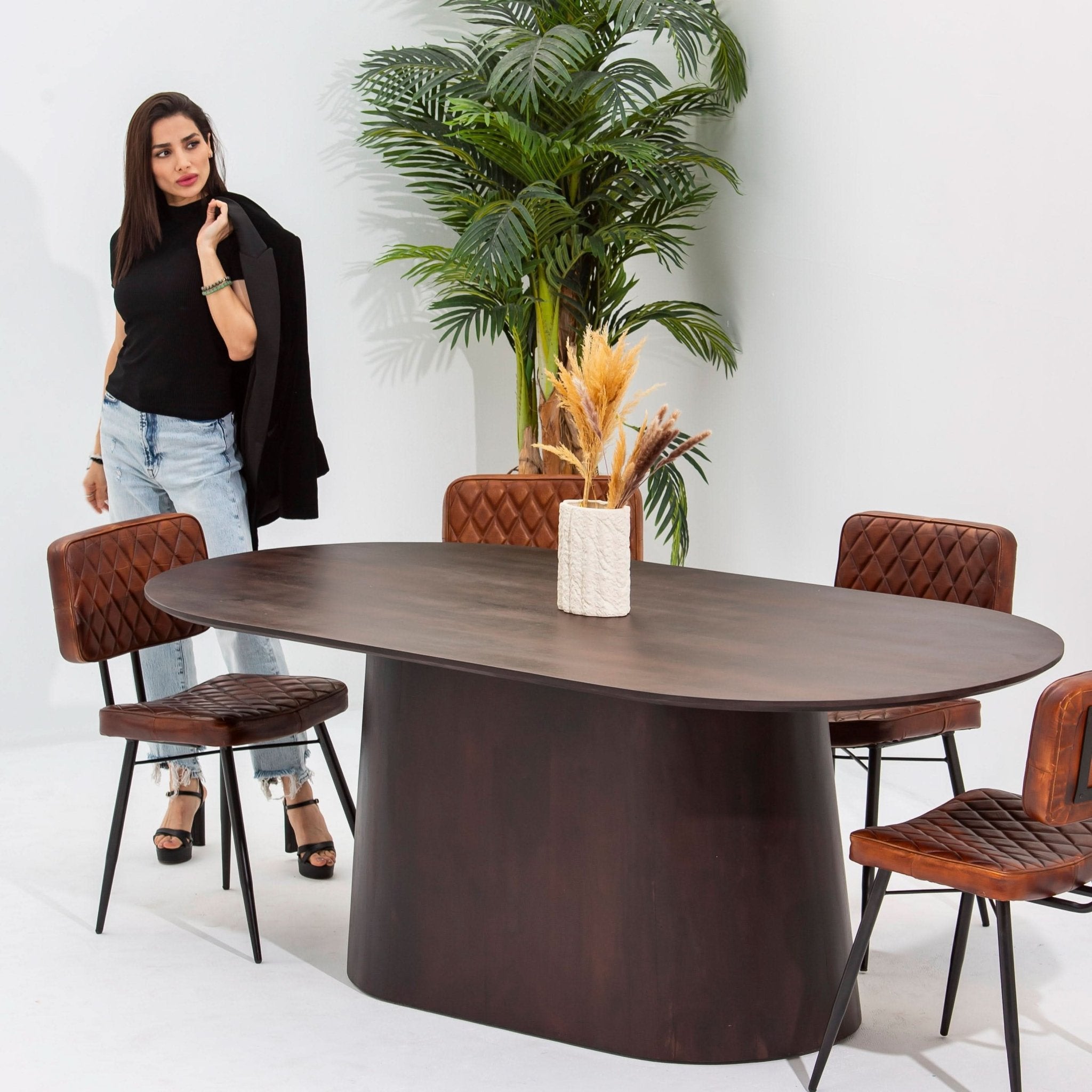 DANISH OVAL MANGO WOOD DINING TABLE - Art and craft furniture