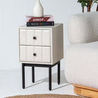 DANISH WHITE TWO DRAWER NIGHTSTAND TABLE - Art and craft furniture