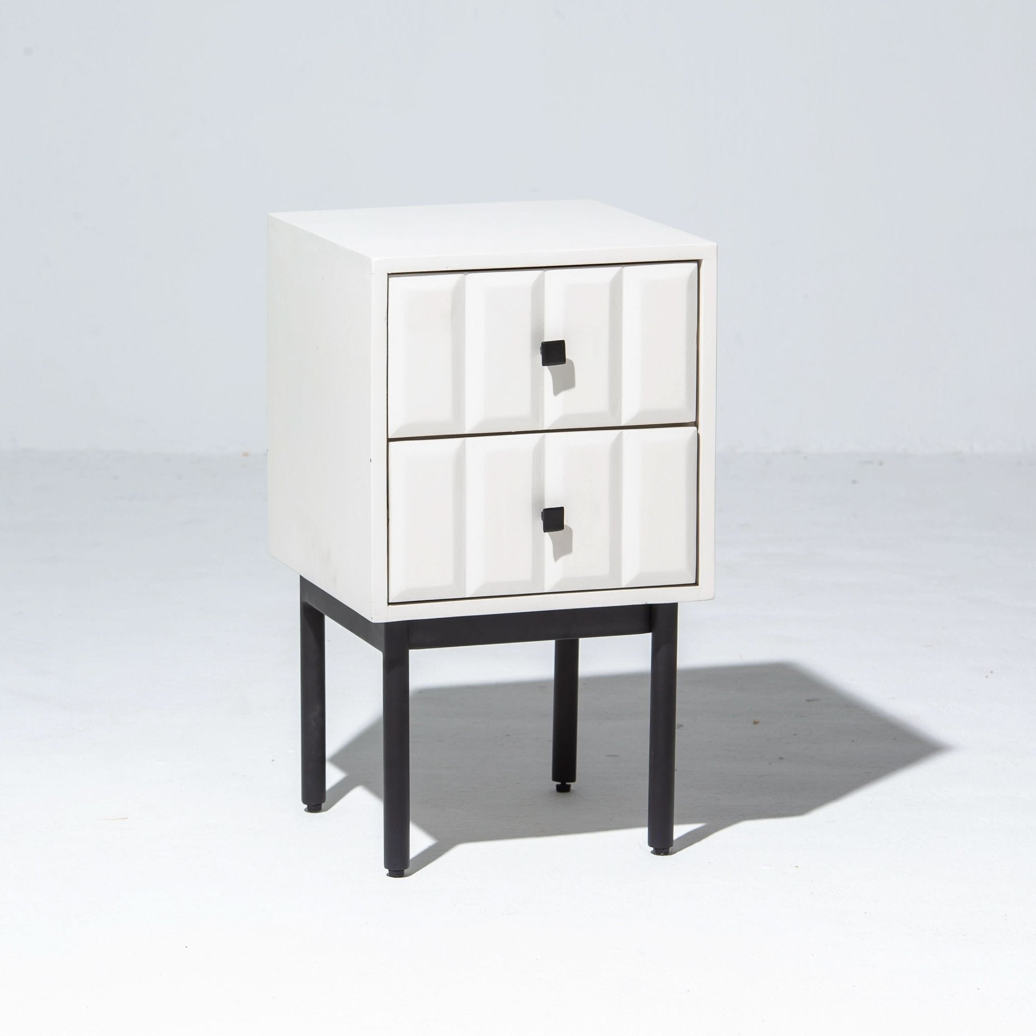 DANISH WHITE TWO DRAWER NIGHTSTAND TABLE - Art and craft furniture