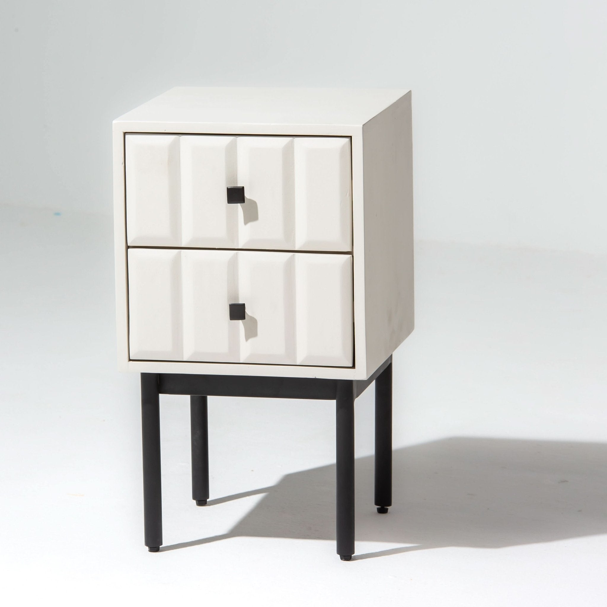 DANISH WHITE TWO DRAWER NIGHTSTAND TABLE - Art and craft furniture
