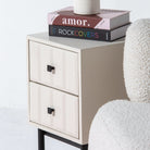 DANISH WHITE TWO DRAWER NIGHTSTAND TABLE - Art and craft furniture