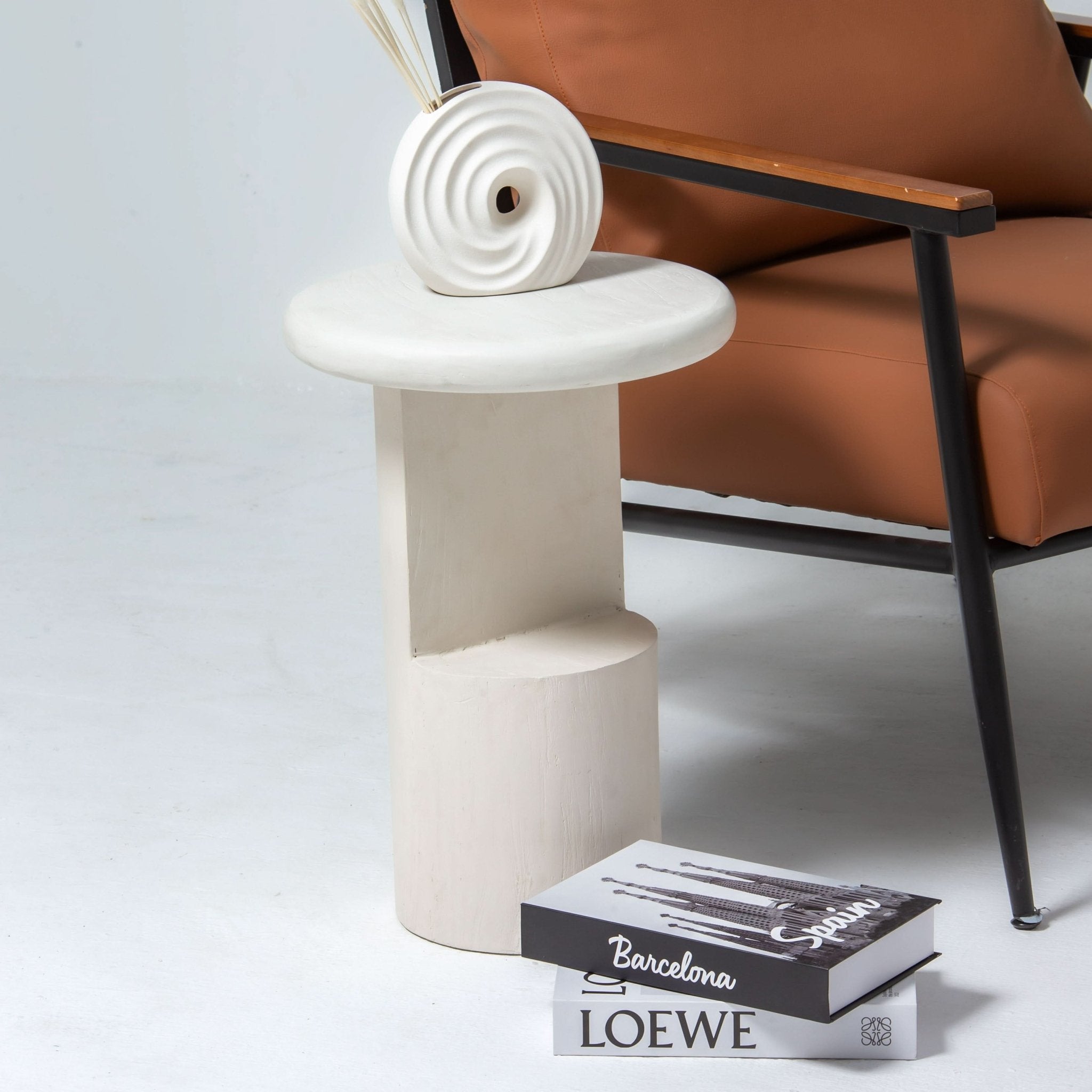 DANISH WHITE WOODEN SIDETABLE - Art and craft furniture
