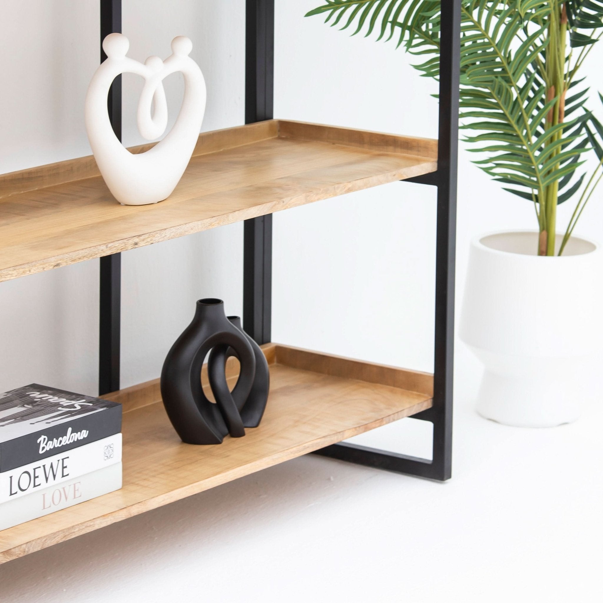 DANISH WOODEN INDUSTRIAL OPEN BOOKSHELF - Art and craft furniture