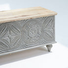 DARWIN WOODEN CARWED BOX - Art and craft furniture