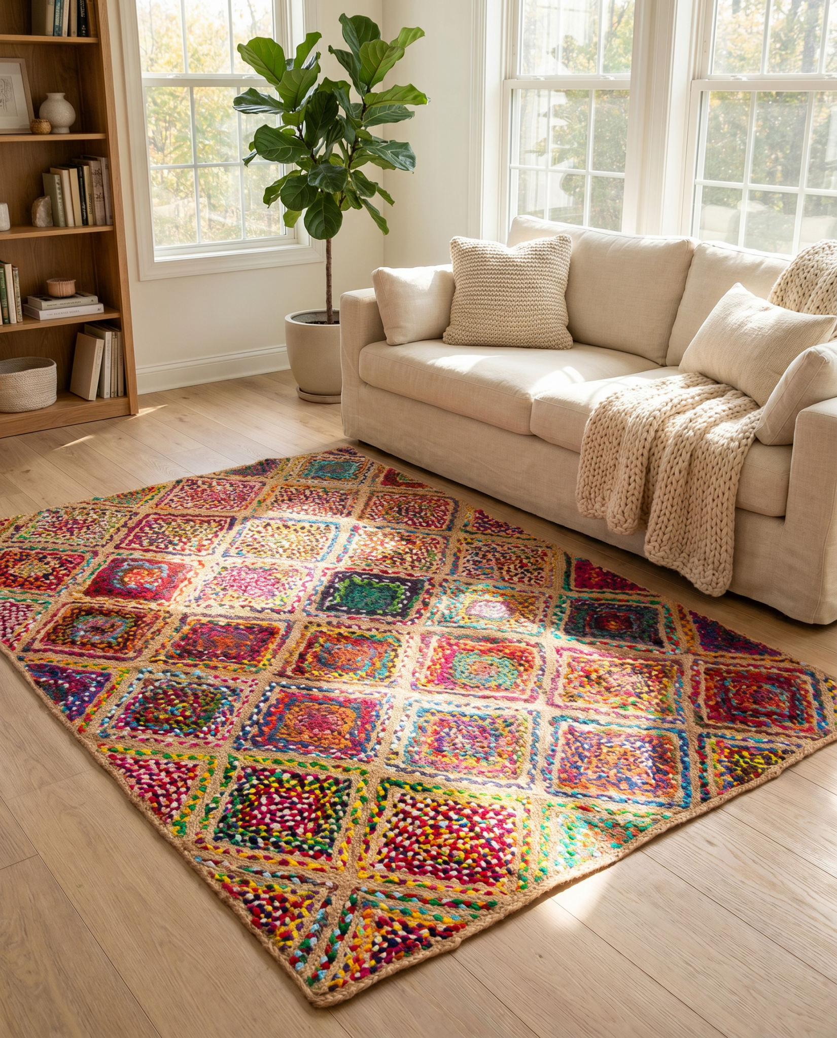 DIAMOND JUTE & CHINDI HANDMADE RUG - Art and craft furniture
