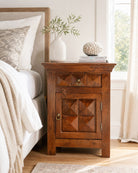 Diamond Rose Wood Nightstand Table - Art and craft furniture