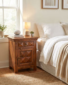 Diamond Rose Wood Nightstand Table - Art and craft furniture