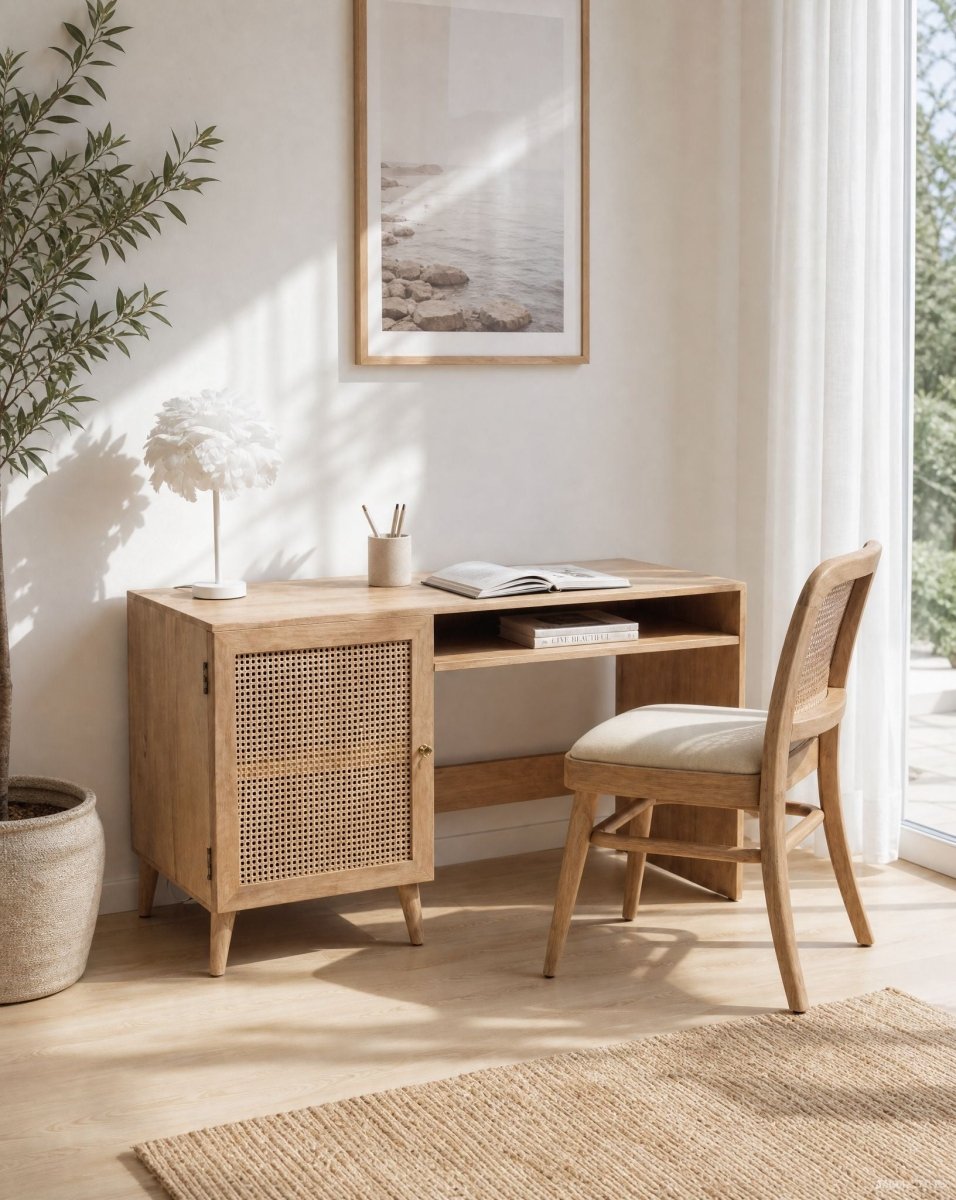 Elevate Cane Wooden Study Desk - Art and craft furniture