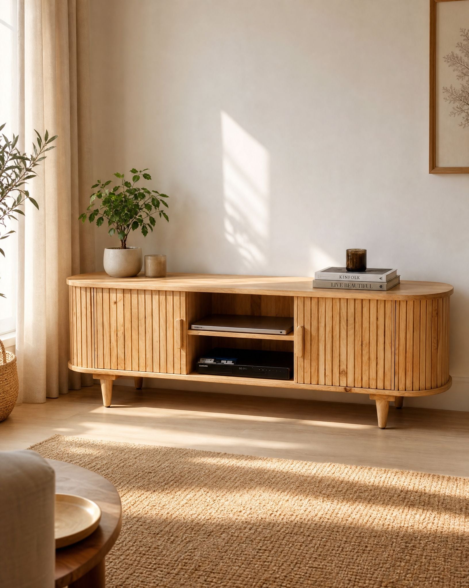 ELISKA TWO DOOR MANGO WOOD TV STAND - Art and craft furniture