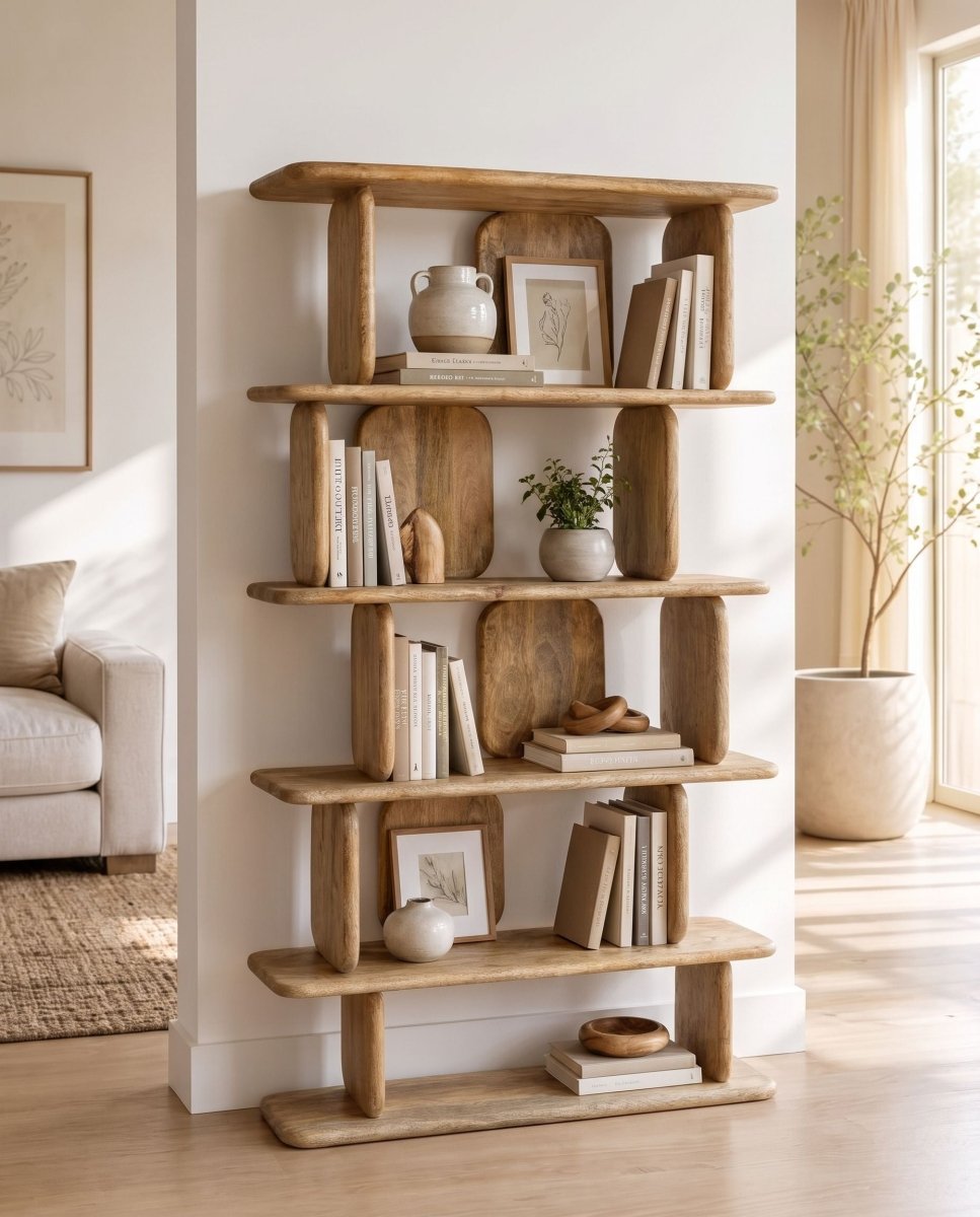 Elora Mango Wood Open Bookshelf - Art and craft furniture