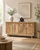 Elvara Mango Wood 4 Door Sideboard - Art and craft furniture