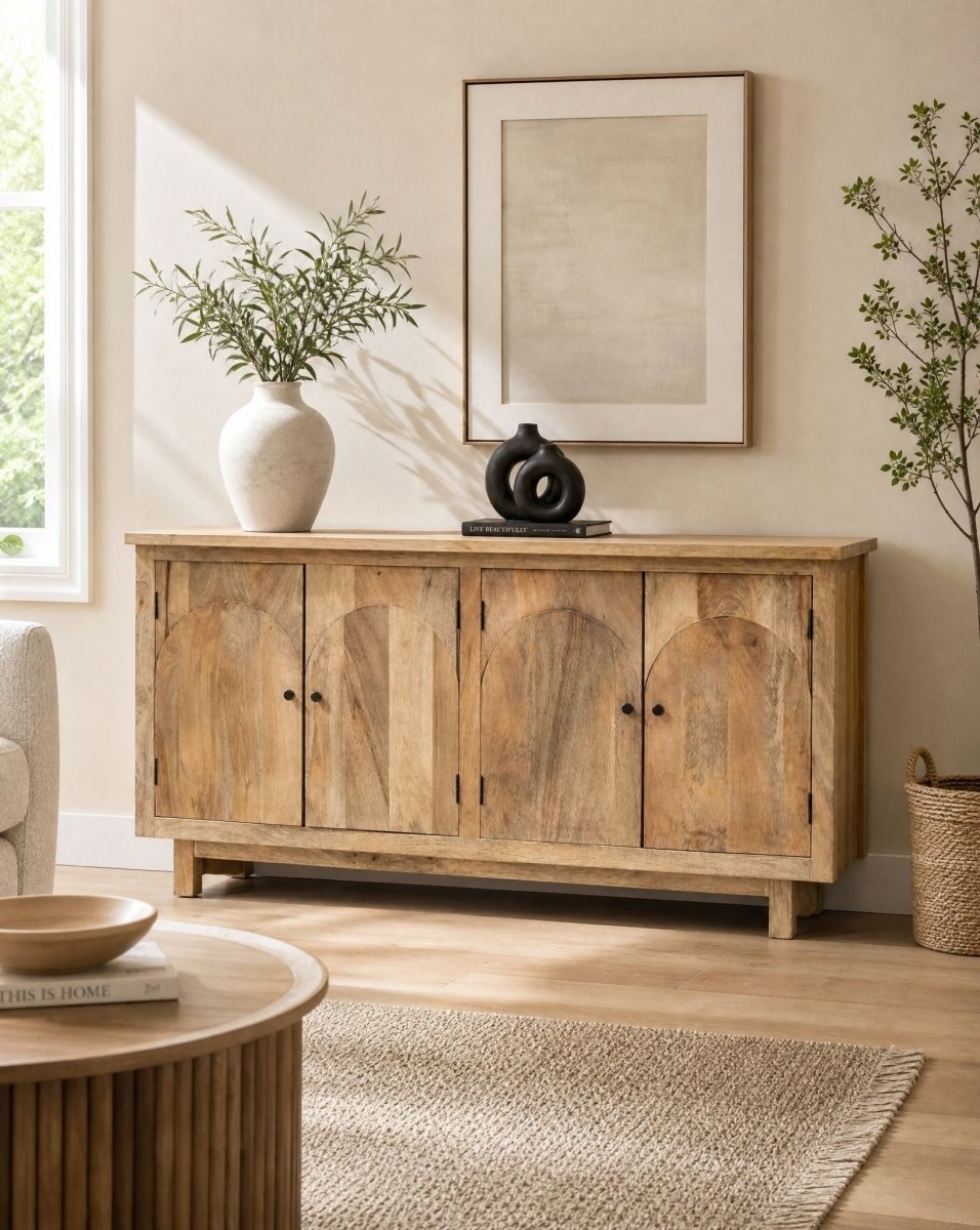 Elvara Mango Wood 4 Door Sideboard - Art and craft furniture