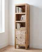 Elvara Wooden CNC Carving Book Shelf - Art and craft furniture