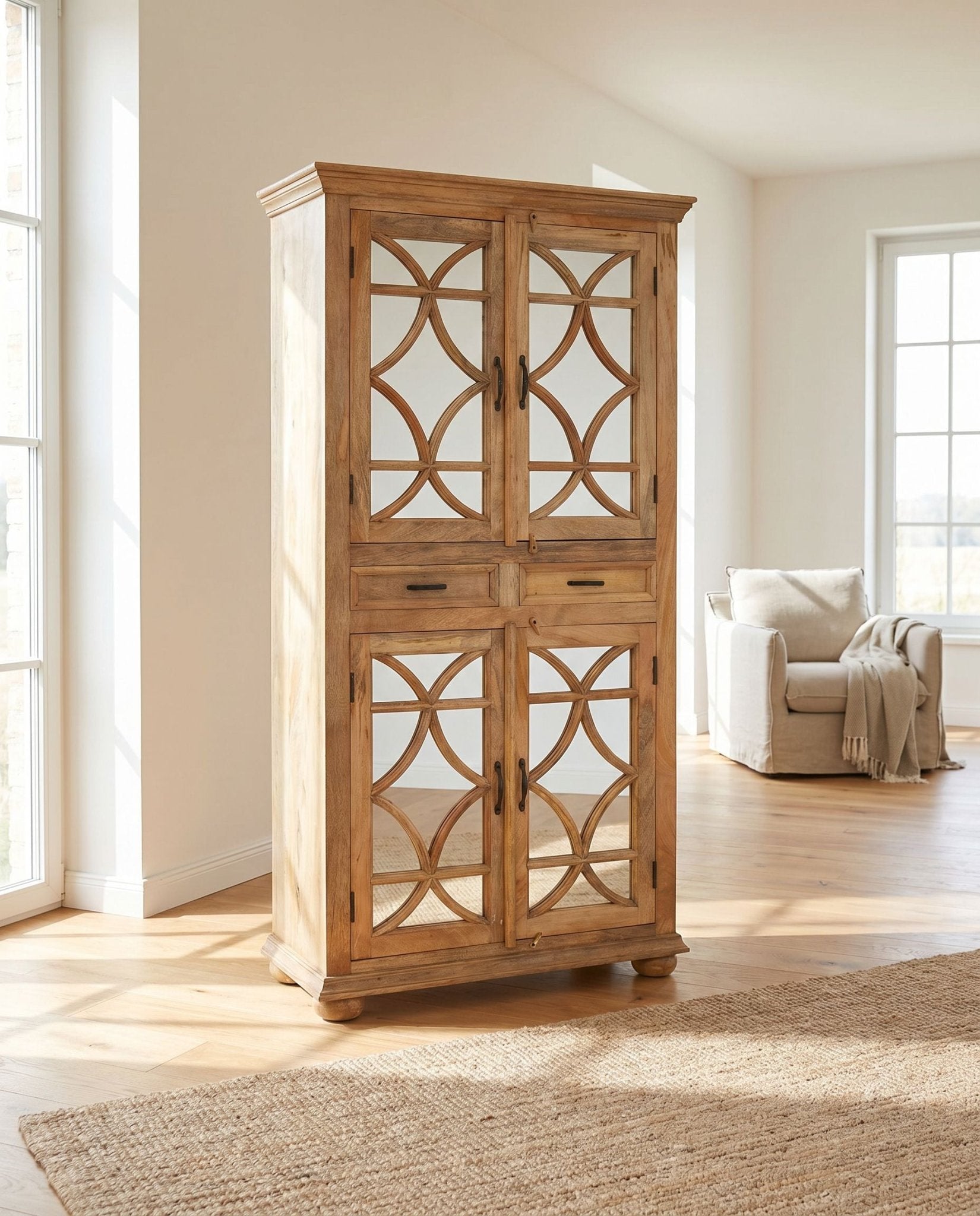 Elvora Mirror Frame Door Cabinet - Art and craft furniture