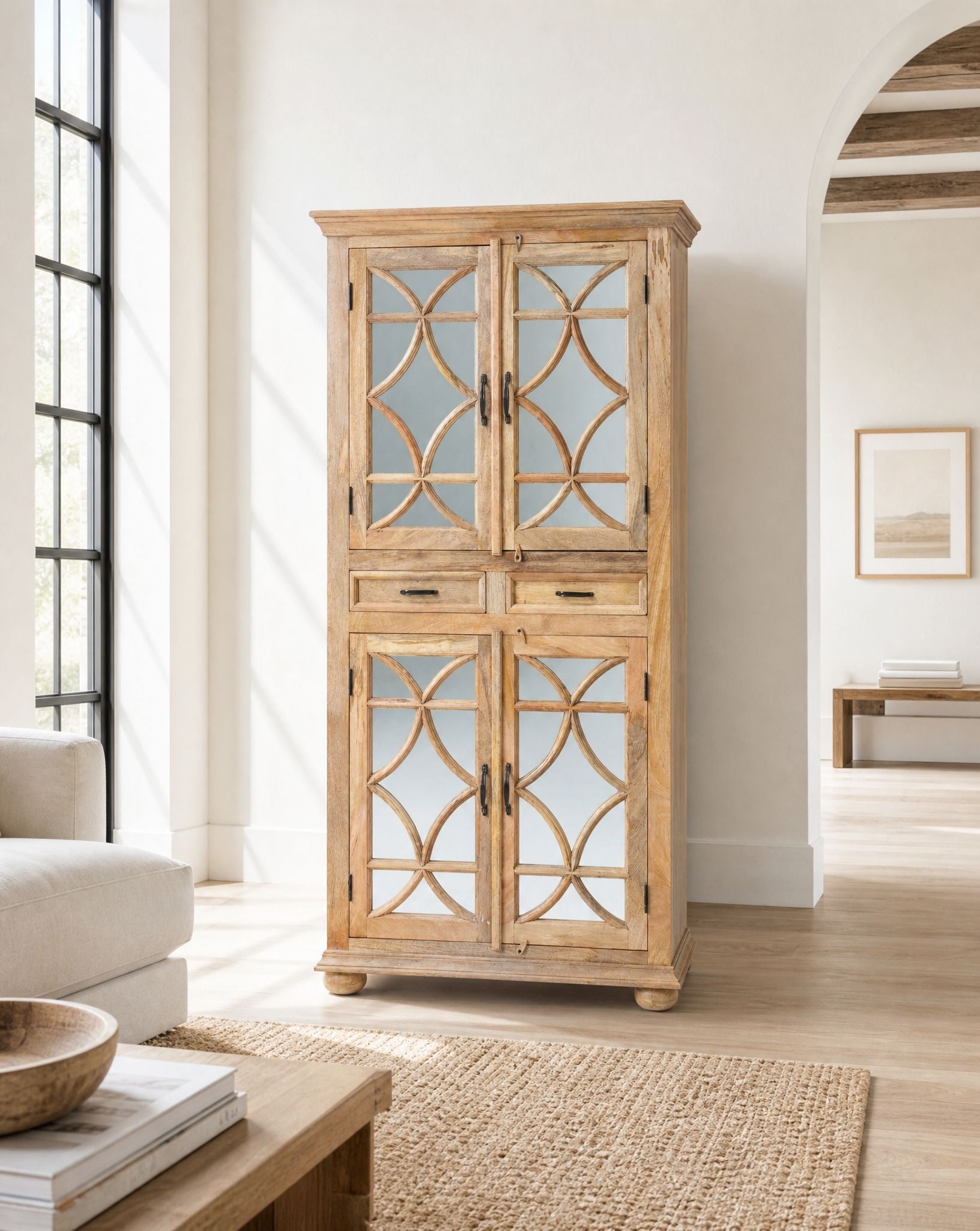 Elvora Mirror Frame Door Cabinet - Art and craft furniture
