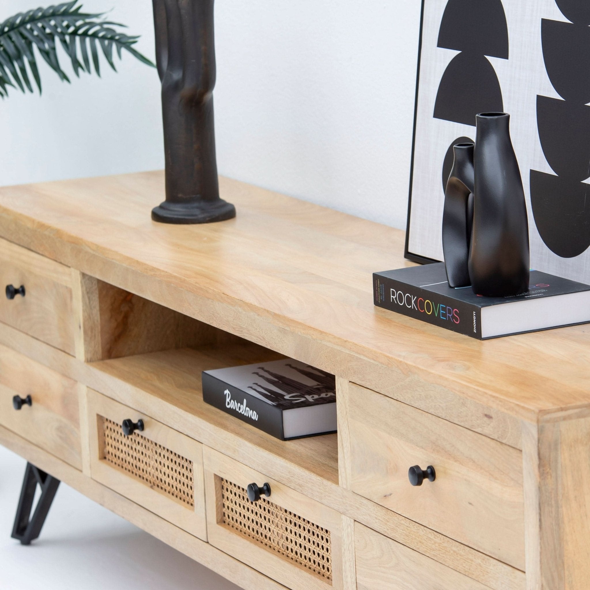 ELYSIAN-CANE TV STAND - Art and craft furniture