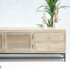 ELYSIAN-CANE TWO DOOR FOUR DRAWER TV STAND - Art and craft furniture