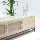 ELYSIAN-CANE TWO DOOR FOUR DRAWER TV STAND - Art and craft furniture
