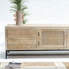 ELYSIAN-CANE TWO DOOR FOUR DRAWER TV STAND - Art and craft furniture