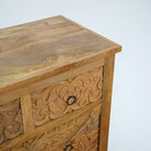 ESPERANCE MANGO CARVED EIGHT DRAWER CHEST OF DRAWERS - Art and craft furniture