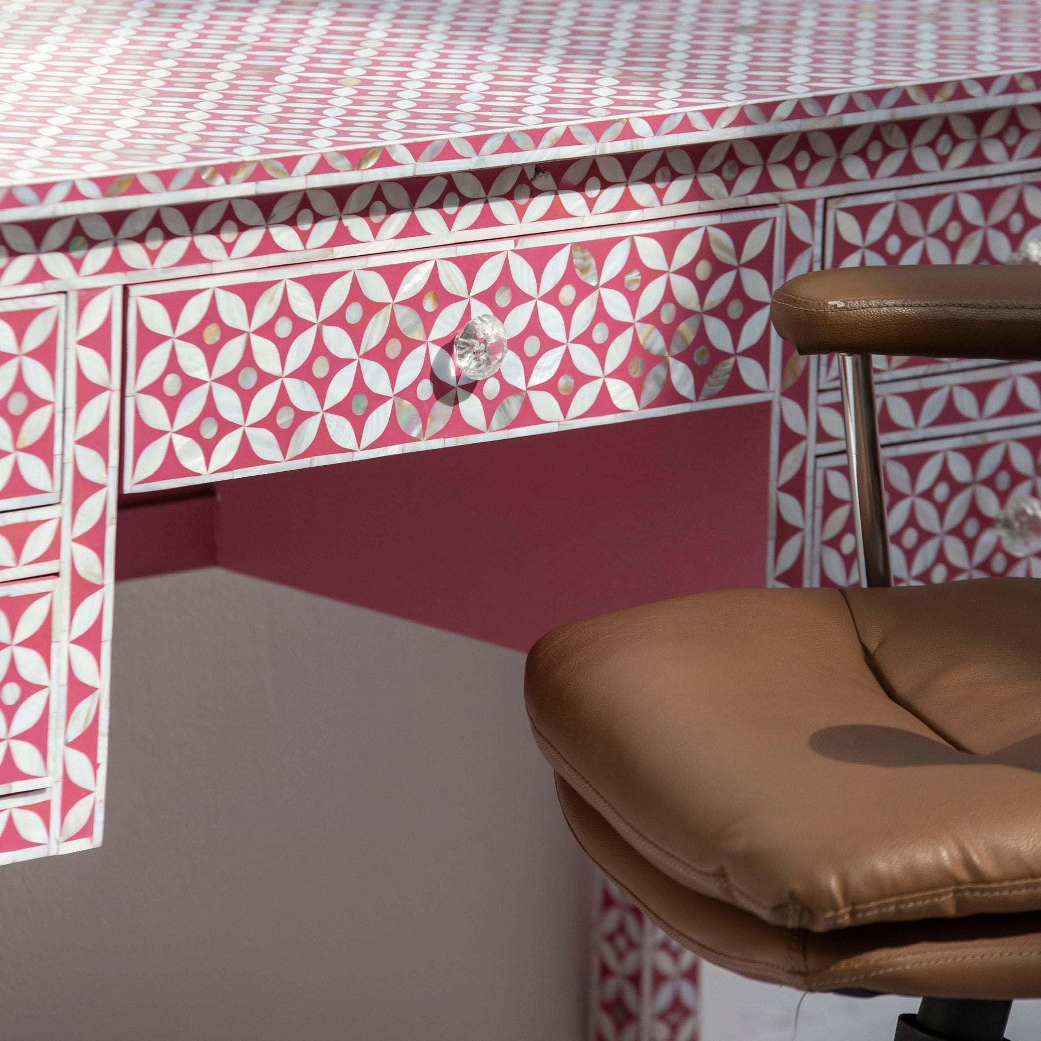 ESSENCE MOTHER OF PEARL FIVE DRAWER DESK - Art and craft furniture