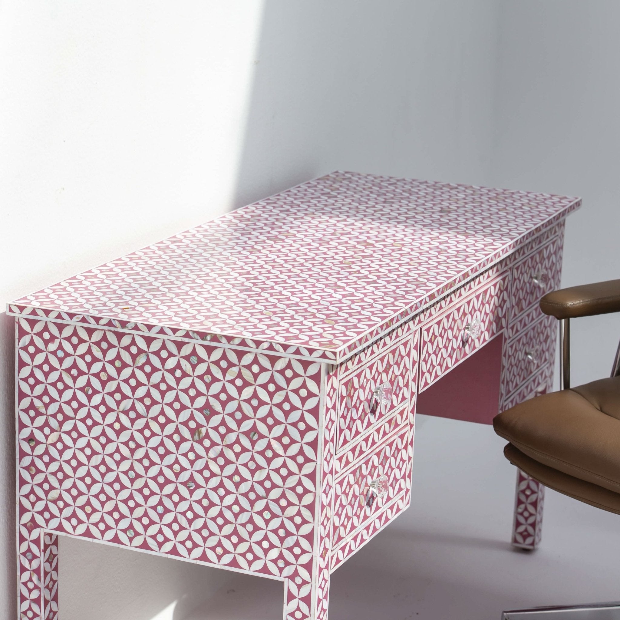 ESSENCE MOTHER OF PEARL FIVE DRAWER DESK - Art and craft furniture