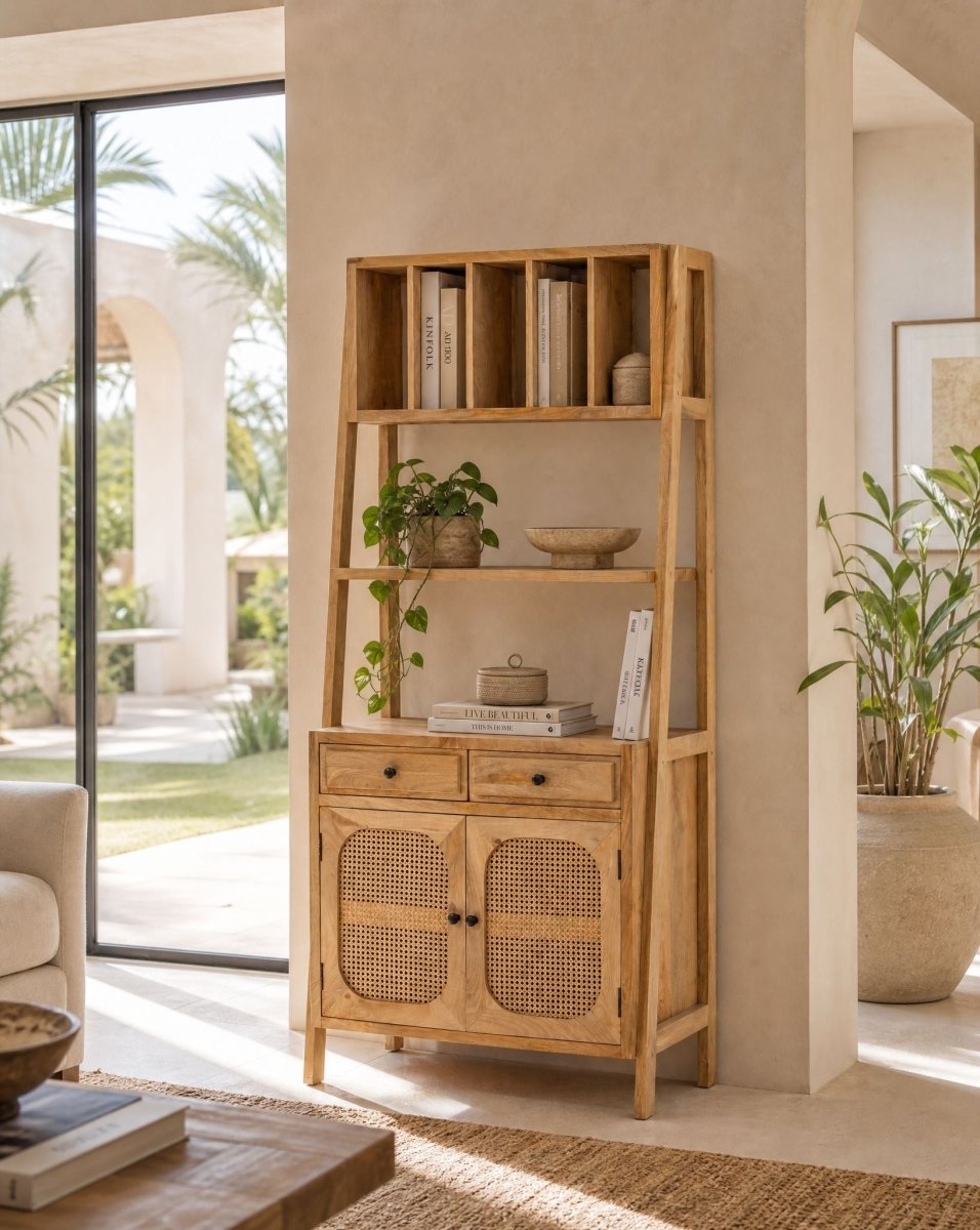 Evania Wooden Standing Bar Cabinet - Art and craft furniture