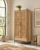 Evora Rattan Mango Wood Cabinet - Art and craft furniture