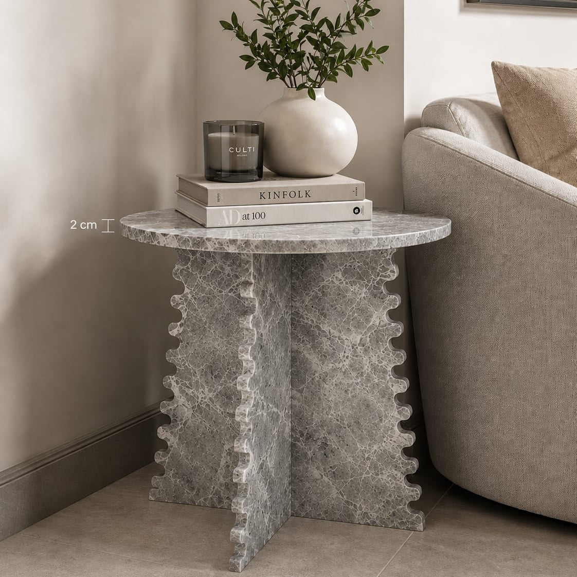 Fior Polished Marble Side Table - Art and craft furniture