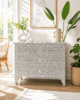 FLORAL GREY MOTHER OF PEARL CHEST OF DRAWER