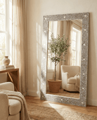 FLORAL GREY MOTHER OF PEARL MIRROR FRAME - Art and craft furniture