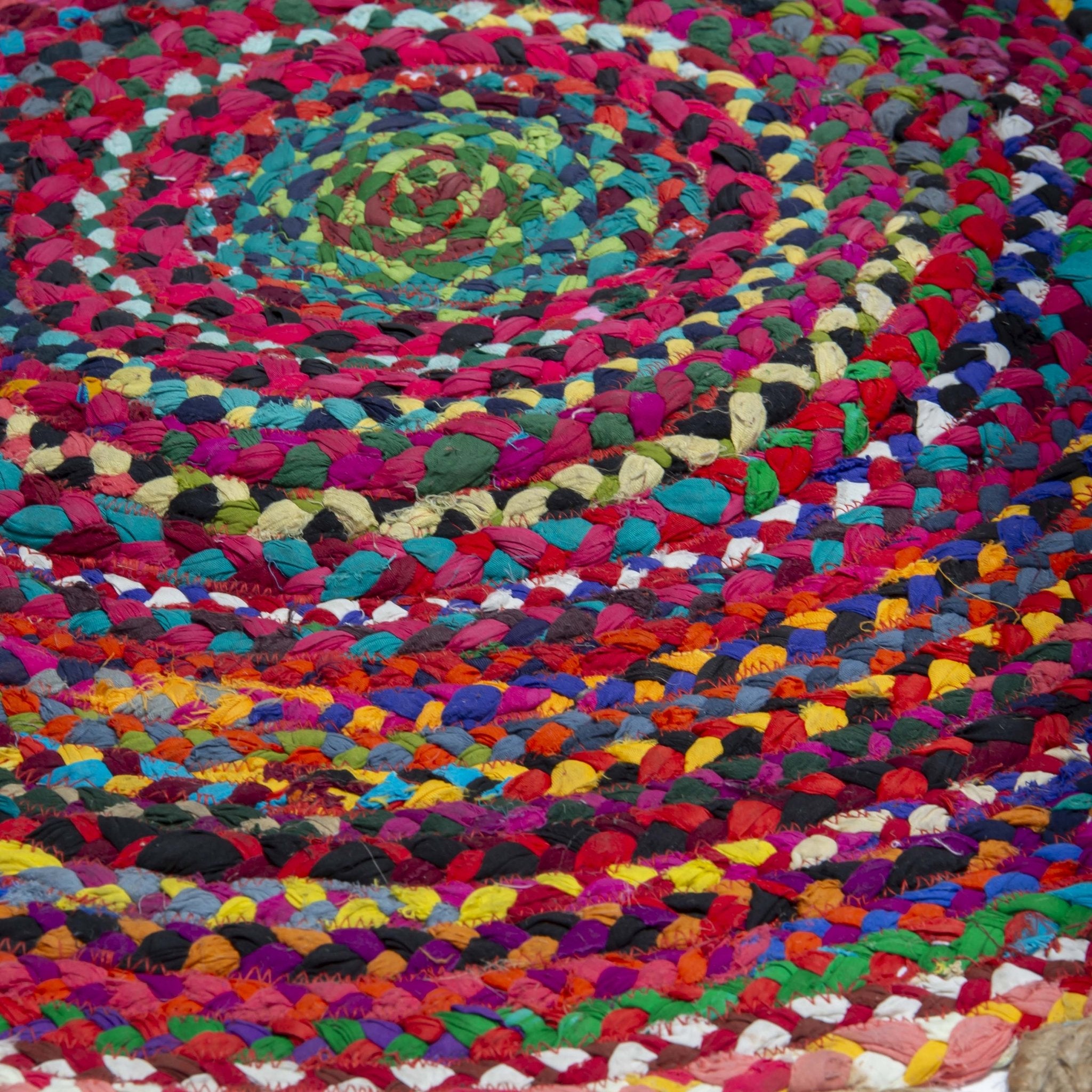 FLORAL NATURAL JUTE WITH CHINDI HANDMADE RUG - Art and craft furniture