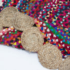 FLORAL NATURAL JUTE WITH CHINDI HANDMADE RUG - Art and craft furniture