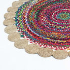 FLORAL NATURAL JUTE WITH CHINDI HANDMADE RUG - Art and craft furniture