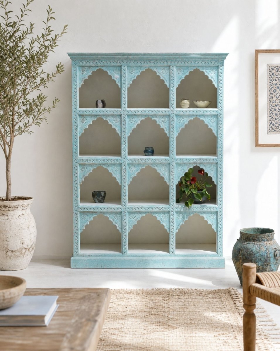 Florence 12 Block Mehrab Bookshelf - Art and craft furniture